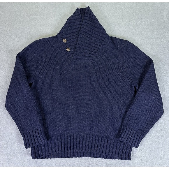 Polo Ralph Lauren Sweater XL Navy Blue Shawl Alpaca Wool Knit Prep Old Money